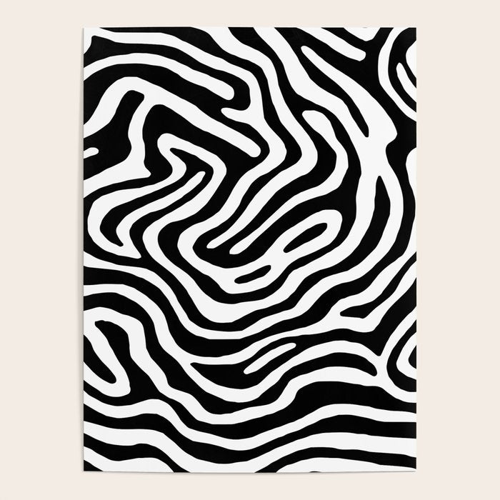 Black and white zebra stripe print art pattern Poster Gallery Image 1