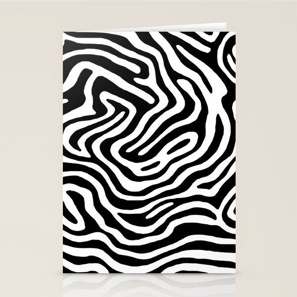 Black and white zebra stripe print art pattern Stationery Card Gallery Image 2