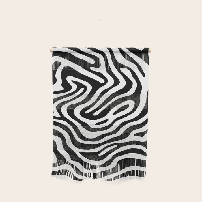 Black and white zebra stripe print art pattern Wall Hanging Gallery Image 1