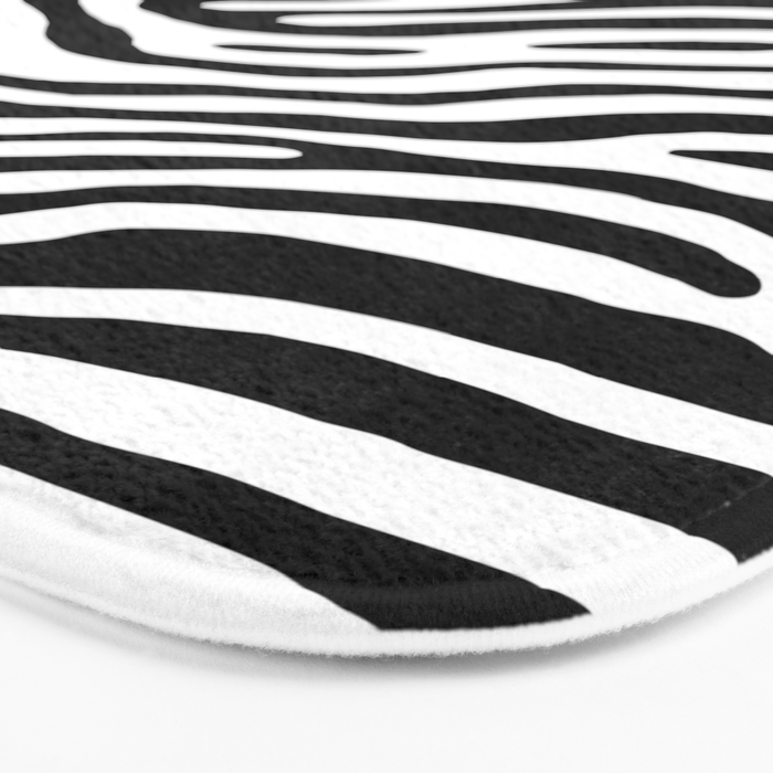 Black and white zebra stripe print art pattern Bath Mat Gallery Image 3