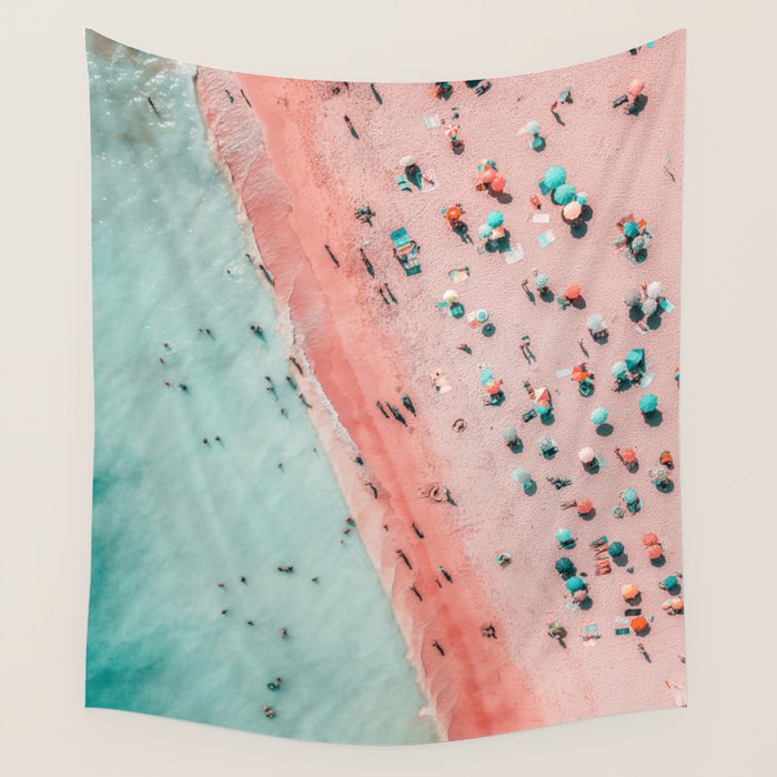 Aerial Beach Print, Ocean Art, Bondi Beach, Beach Art Print, Beach Photography, Modern Beach Lifestyle Print Wall Tapestry Gallery Image 1