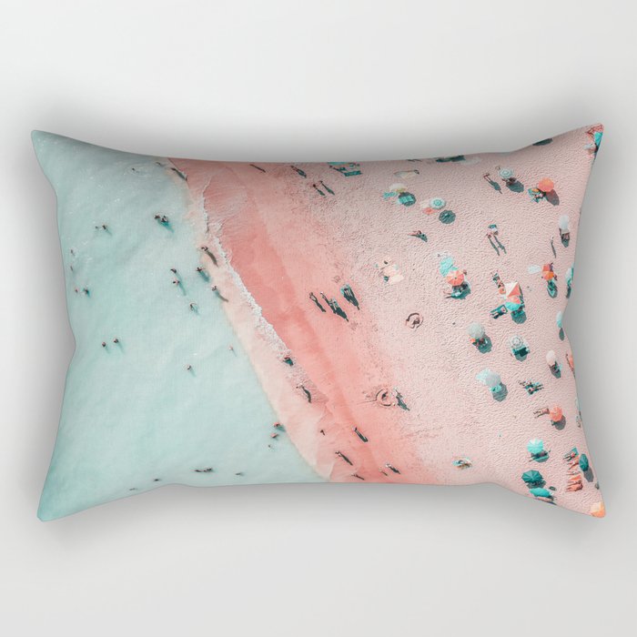 Aerial Beach Print, Ocean Art, Bondi Beach, Beach Art Print, Beach Photography, Modern Beach Lifestyle Print Rectangular Pillow Gallery Image 1