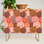 Diverse happy people face doodle pattern Credenza Gallery Image 1