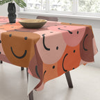 Diverse happy people face doodle pattern Tablecloth Gallery Image 3