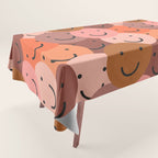 Diverse happy people face doodle pattern Tablecloth Gallery Image 1
