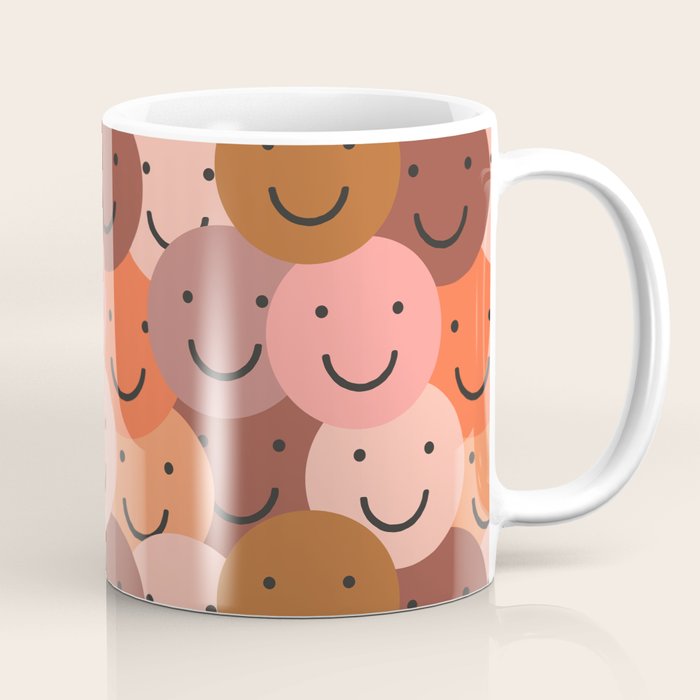 Diverse happy people face doodle pattern Coffee Mug Gallery Image 1