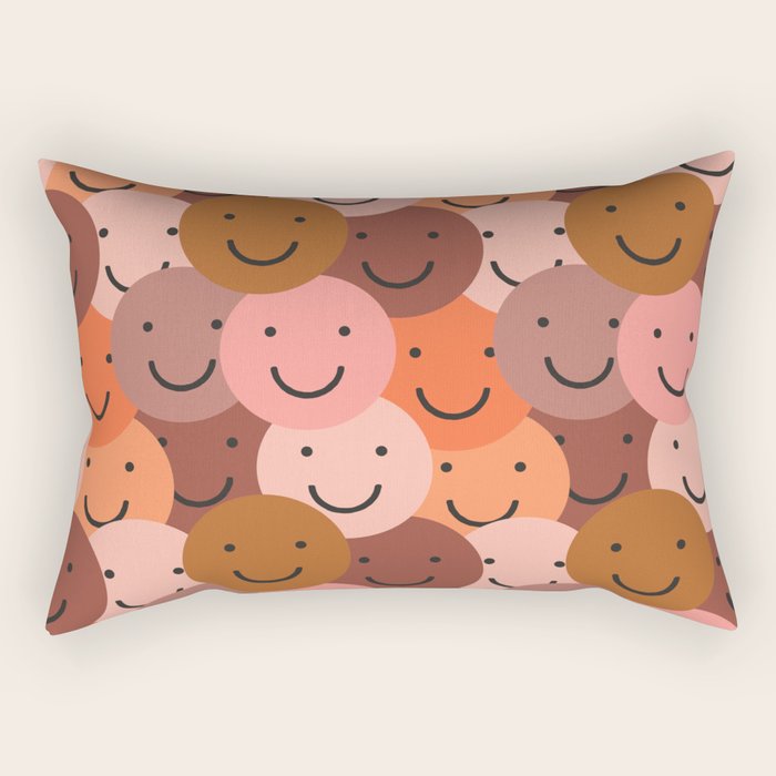 Diverse happy people face doodle pattern Rectangular Pillow Gallery Image 1