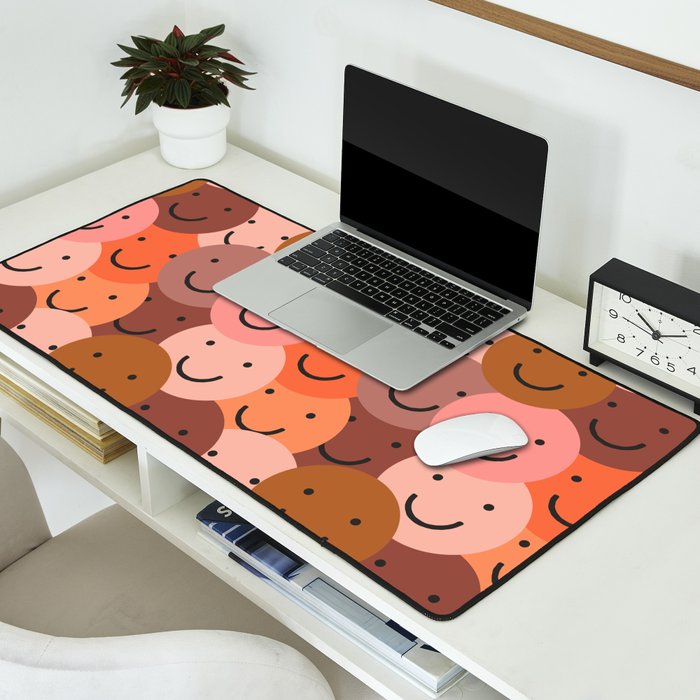 Diverse happy people face doodle pattern Desk Mat Gallery Image 2
