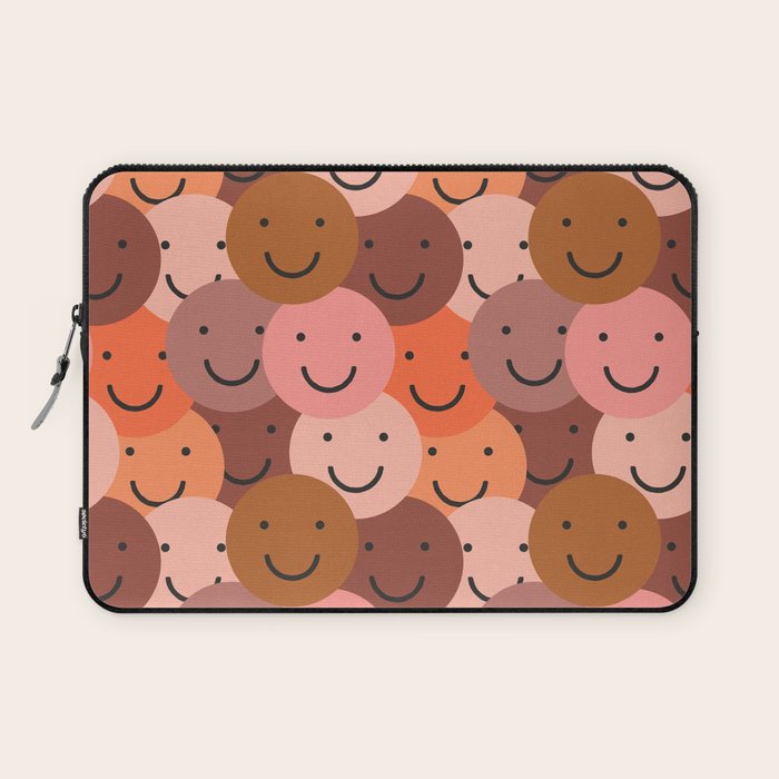 Diverse happy people face doodle pattern Laptop Sleeve Gallery Image 1