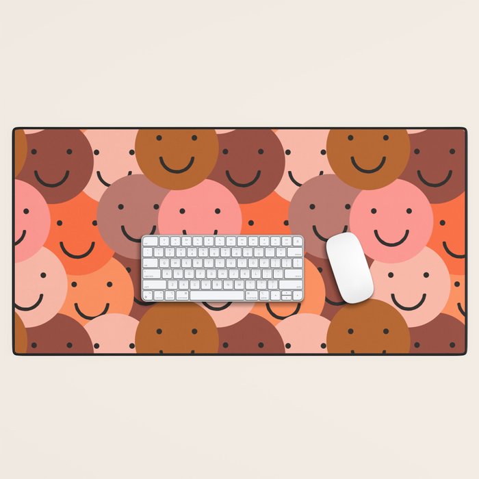 Diverse happy people face doodle pattern Desk Mat Gallery Image 1