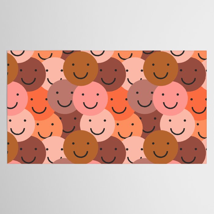 Diverse happy people face doodle pattern Tablecloth Gallery Image 2