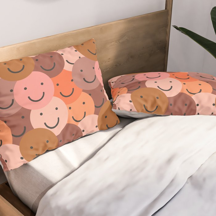 Diverse happy people face doodle pattern Pillow Sham Gallery Image 2