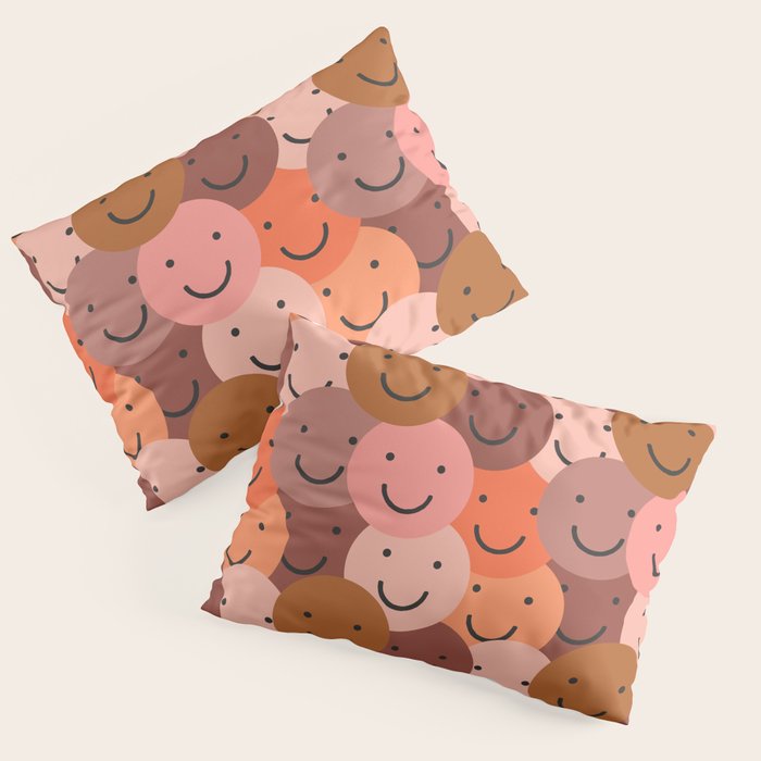 Diverse happy people face doodle pattern Pillow Sham Gallery Image 3