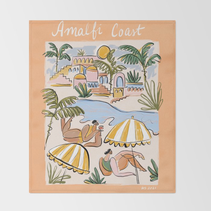 Amalfi Coast Italy (color) Throw Blanket Gallery Image 2