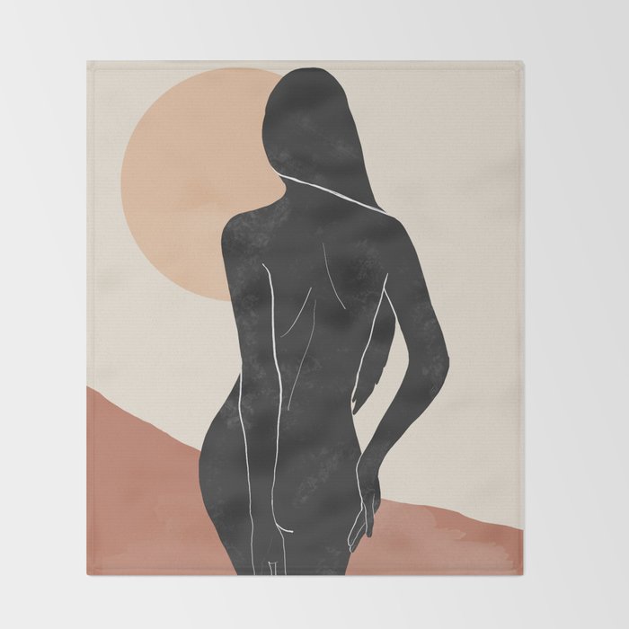 Minimal Abstract Art Nude Woman Throw Blanket Gallery Image 2