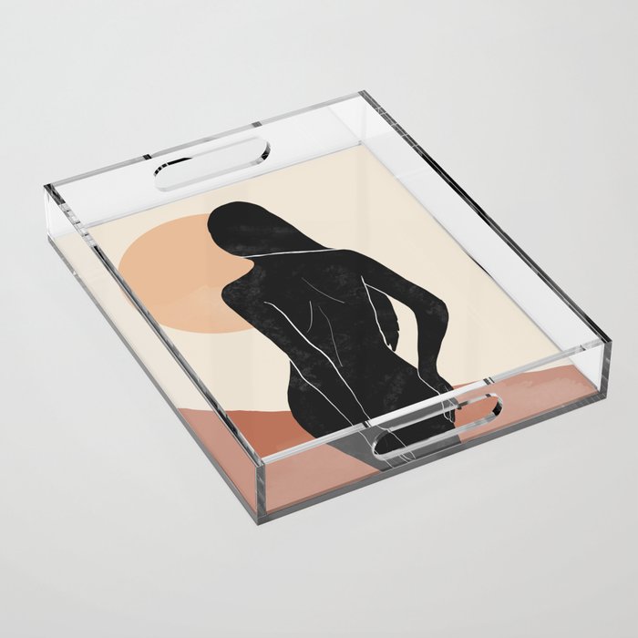 Minimal Abstract Art Nude Woman Acrylic Tray Gallery Image 1