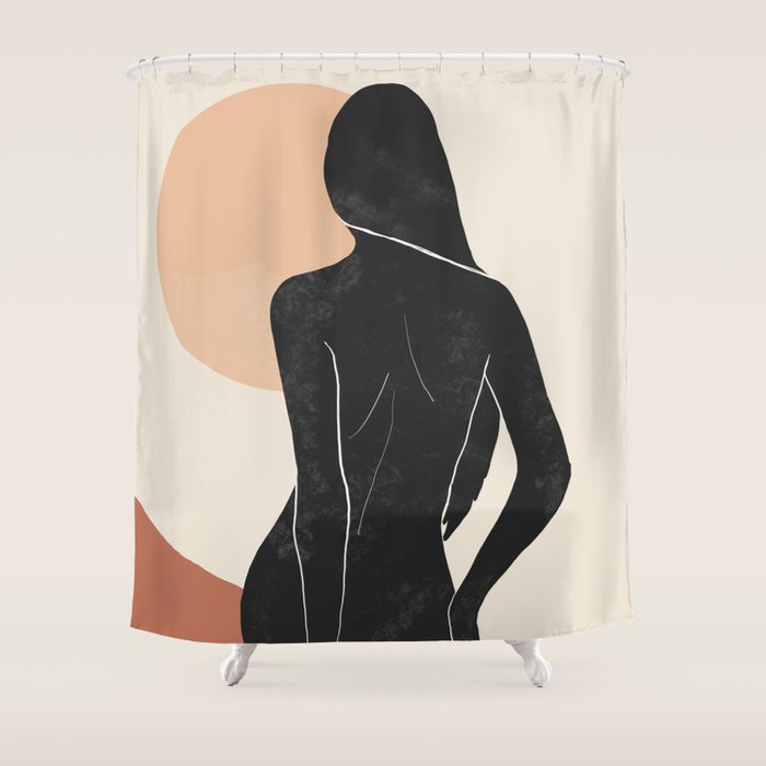 Minimal Abstract Art Nude Woman Shower Curtain Gallery Image 1