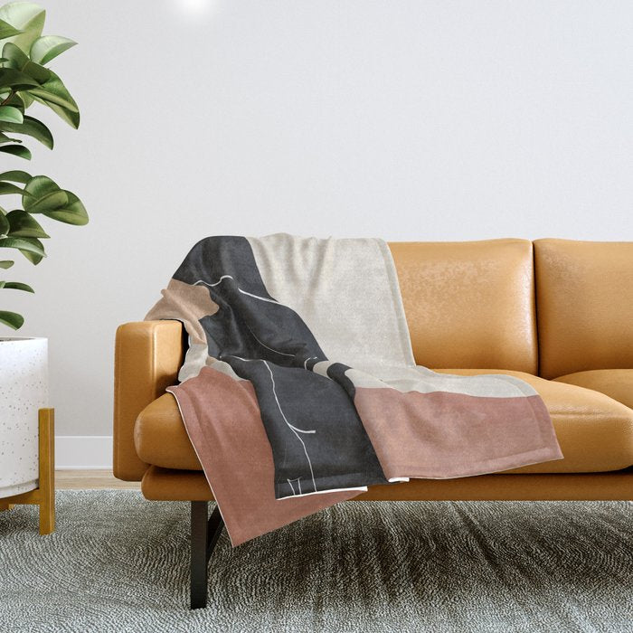 Minimal Abstract Art Nude Woman Throw Blanket Gallery Image 1