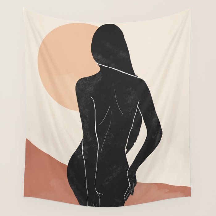 Minimal Abstract Art Nude Woman Wall Tapestry Gallery Image 4