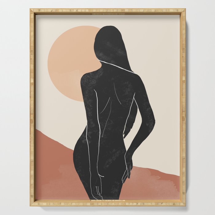 Minimal Abstract Art Nude Woman Serving Tray Gallery Image 1