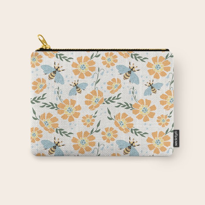 Honey Bees and Orange Flowers Carry All Pouch Gallery Image 1