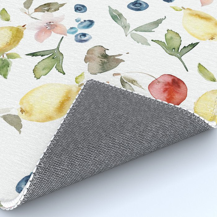 Lemon Berries and Cherries Watercolor Pattern Rug Gallery Image 4