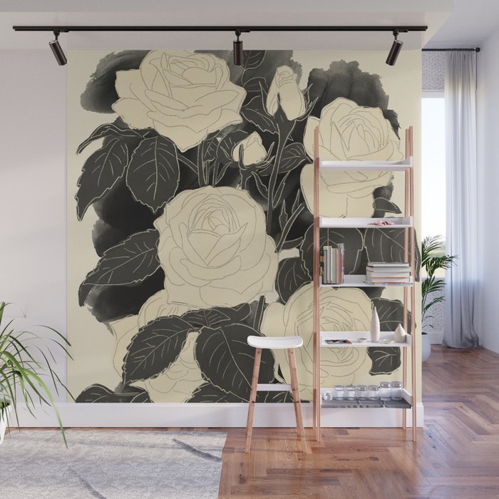 White Roses 5 Wall Mural Gallery Image 1