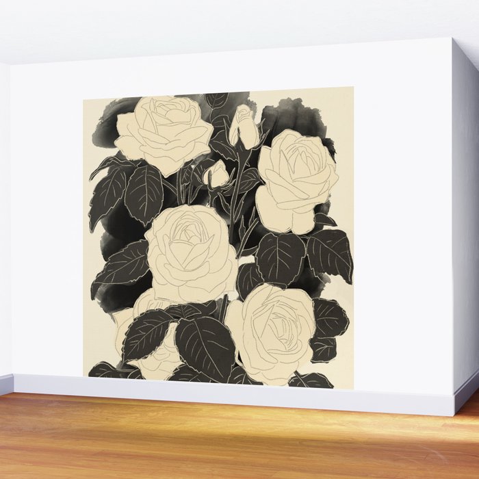 White Roses 5 Wall Mural Gallery Image 2