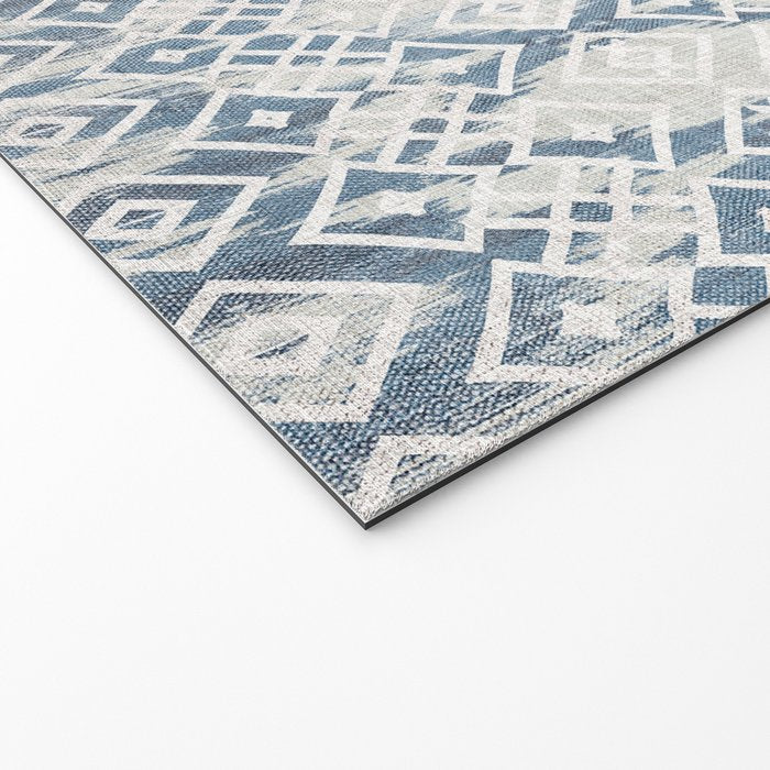 South Western boho abstract Ikat pattern - Indigo Ivory Welcome Mat Gallery Image 2