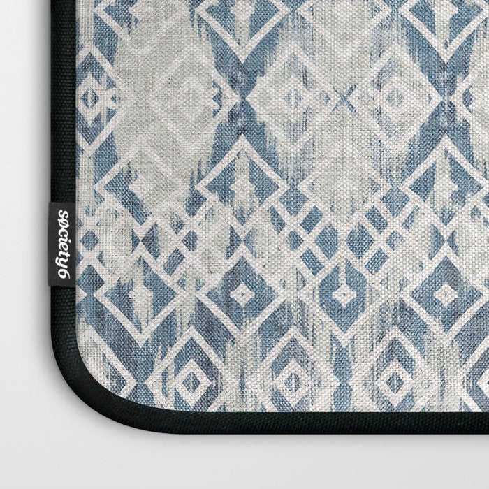 South Western boho abstract Ikat pattern - Indigo Ivory Laptop Sleeve Gallery Image 3