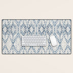 South Western boho abstract Ikat pattern - Indigo Ivory Desk Mat Gallery Image 1