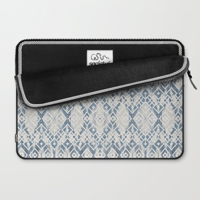 South Western boho abstract Ikat pattern - Indigo Ivory Laptop Sleeve Gallery Image 2