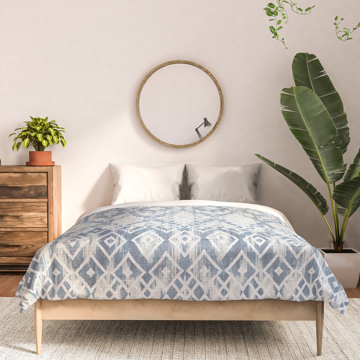South Western boho abstract Ikat pattern - Indigo Ivory Comforter Gallery Image 3