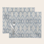 South Western boho abstract Ikat pattern - Indigo Ivory Placemat Gallery Image 1