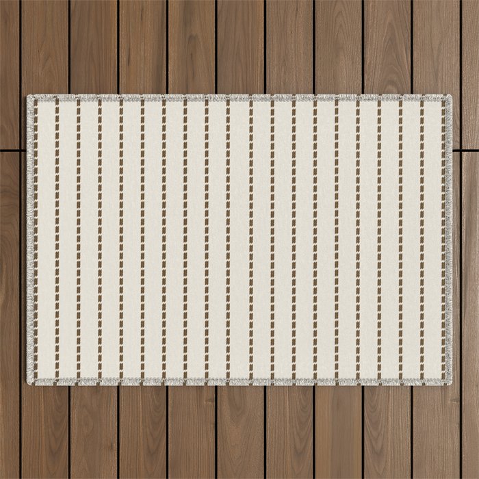 Dashed Lines (Cream & Chocolate) Outdoor Rug Gallery Image 1