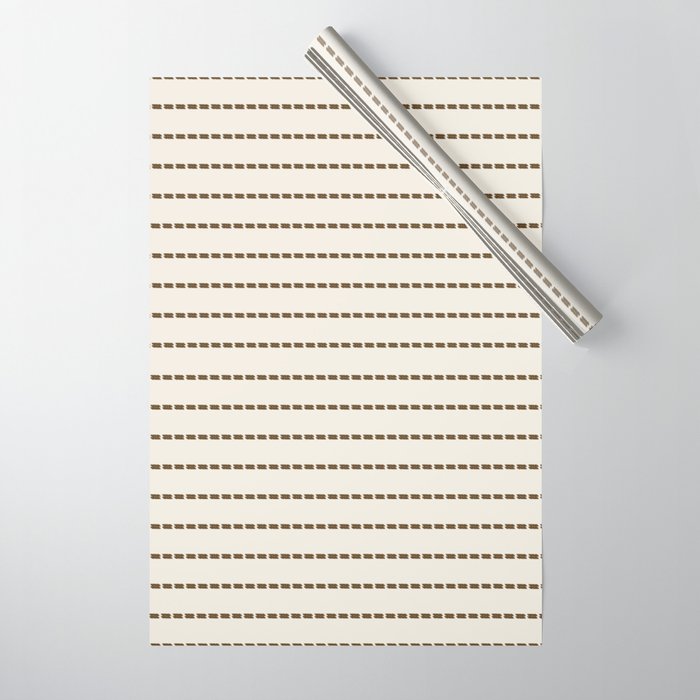 Dashed Lines (Cream & Chocolate) Wrapping Paper Gallery Image 1