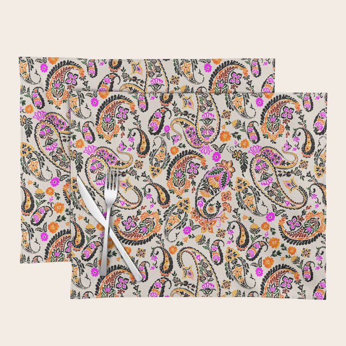 Vibrant paisley print Placemat Gallery Image 1