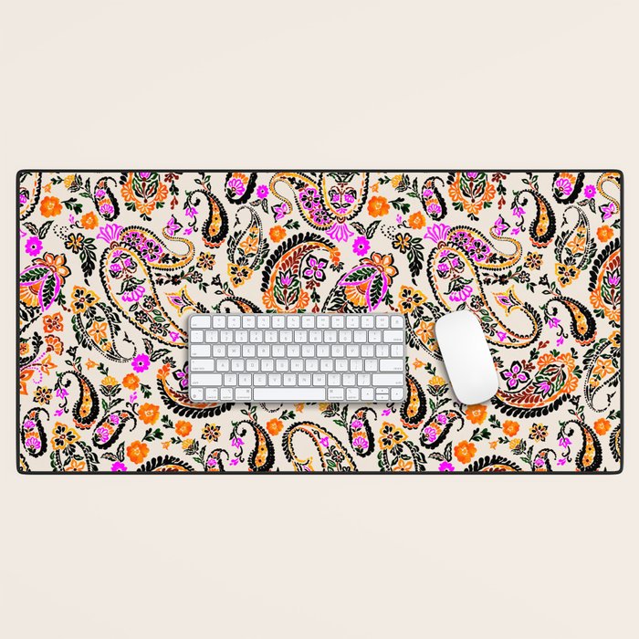 Vibrant paisley print Desk Mat Gallery Image 1