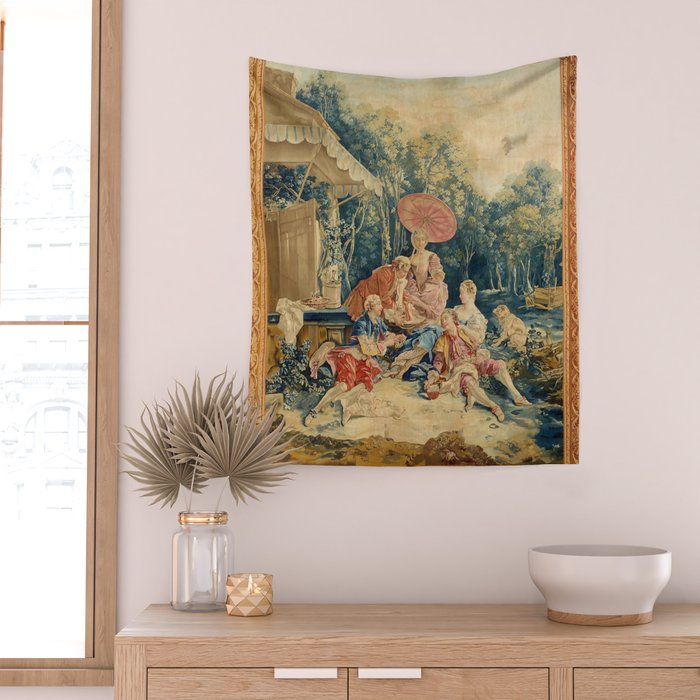 Antique 18th Century Italian Garden Tapestry Francois Boucher Wall Tapestry Gallery Image 2