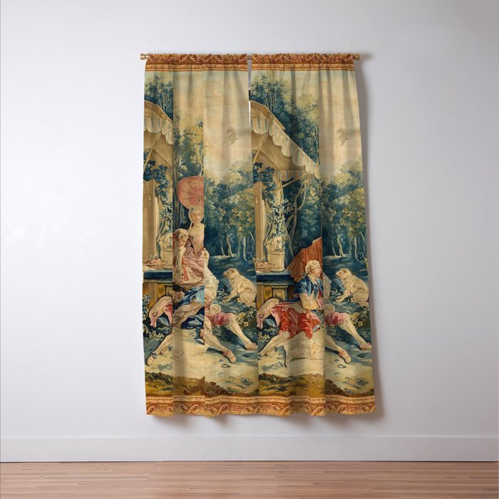 Antique 18th Century Italian Garden Tapestry Francois Boucher Window Curtain Gallery Image 3