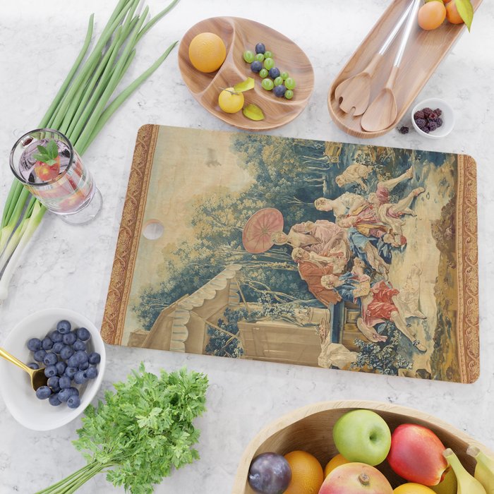 Antique 18th Century Italian Garden Tapestry Francois Boucher Cutting Board Gallery Image 2