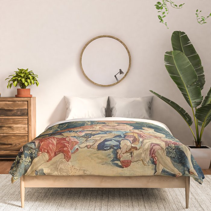 Antique 18th Century Italian Garden Tapestry Francois Boucher Comforter Gallery Image 3