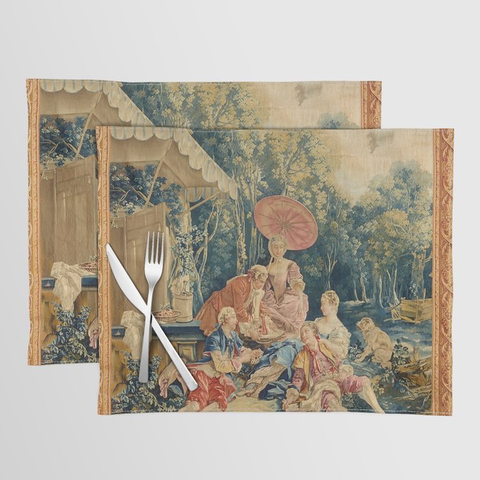 Antique 18th Century Italian Garden Tapestry Francois Boucher Placemat Gallery Image 1