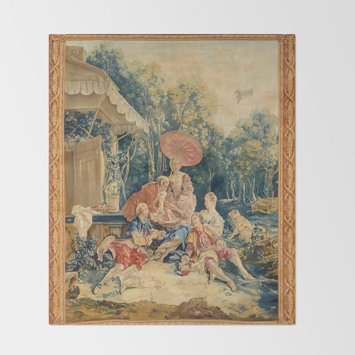Antique 18th Century Italian Garden Tapestry Francois Boucher Throw Blanket Gallery Image 2