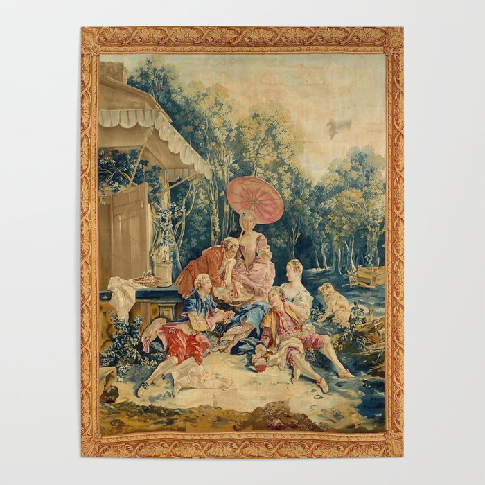 Antique 18th Century Italian Garden Tapestry Francois Boucher Poster Gallery Image 4