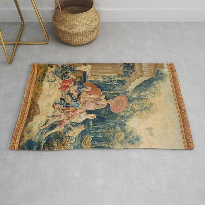 Antique 18th Century Italian Garden Tapestry Francois Boucher Rug Gallery Image 1