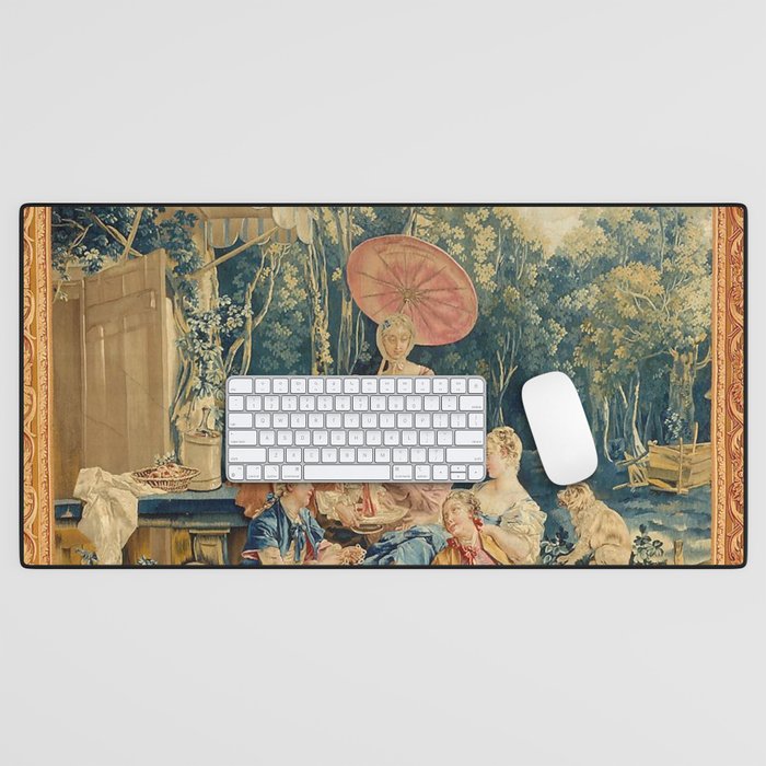 Antique 18th Century Italian Garden Tapestry Francois Boucher Desk Mat Gallery Image 1