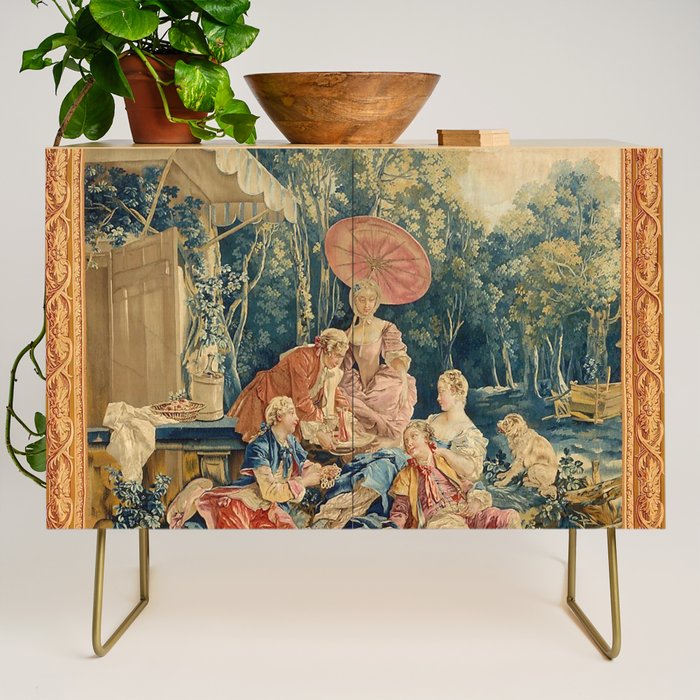 Antique 18th Century Italian Garden Tapestry Francois Boucher Credenza Gallery Image 1