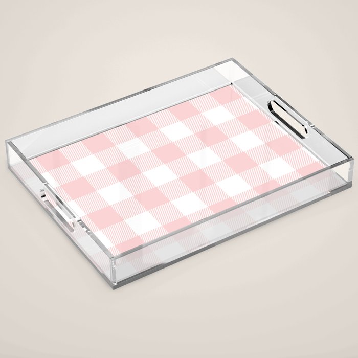 Baby Pink Buffalo Check Acrylic Tray Gallery Image 1
