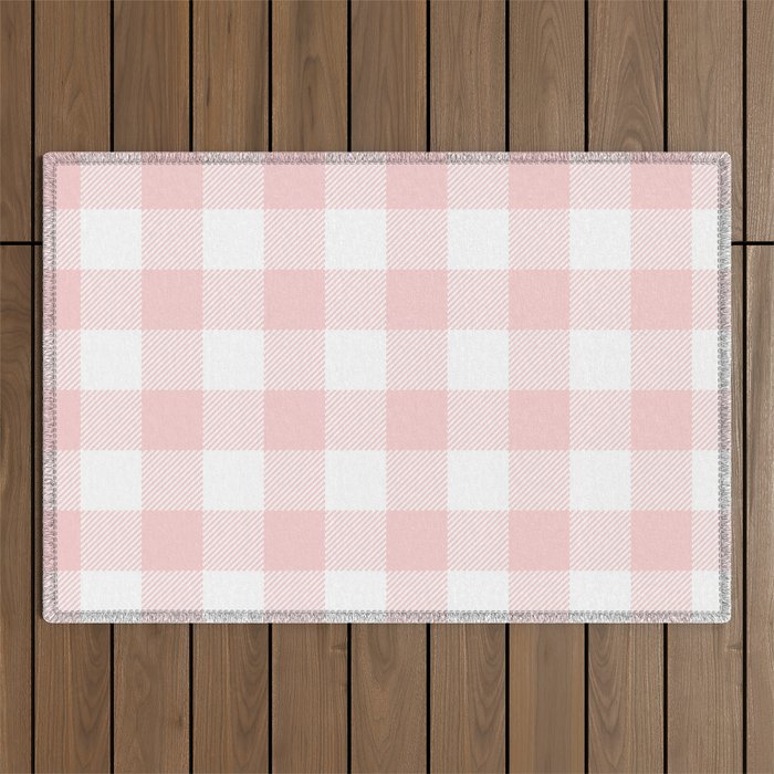 Baby Pink Buffalo Check Outdoor Rug Gallery Image 1